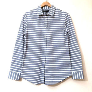 Banana Republic Striped Button Down Top Gray Small